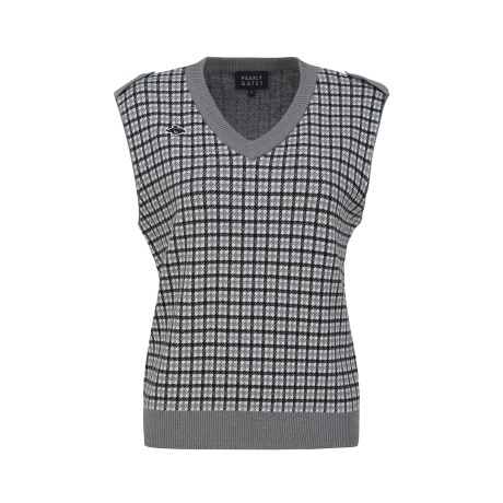 [가격인하] 여성 체크 자카드 브이넥 니트 베스트