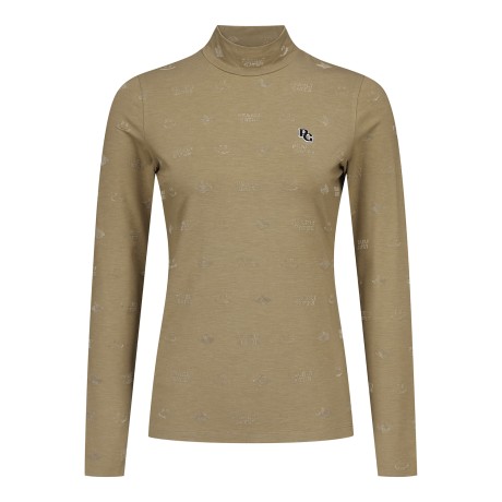 여성 스마일 로고 패턴 긴팔 티셔츠