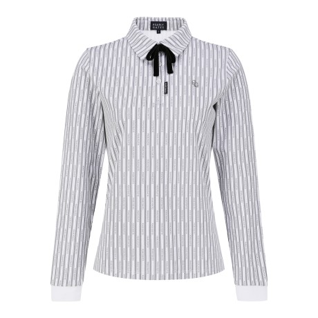 [가격인하] 여성 탈착 리본 로고 스트라이프 칼라 티셔츠