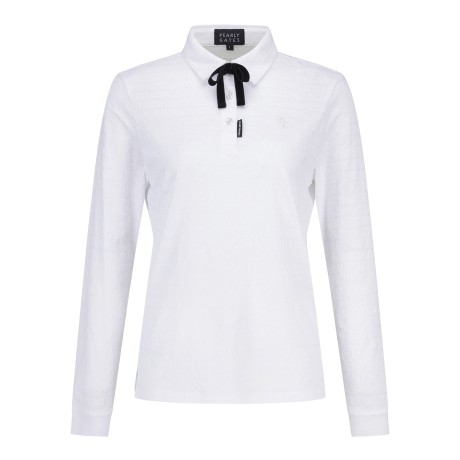 [가격인하] 여성 탈착 리본 로고 스트라이프 칼라 티셔츠