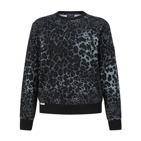 여성 레오파드 스트레치 스웻셔츠