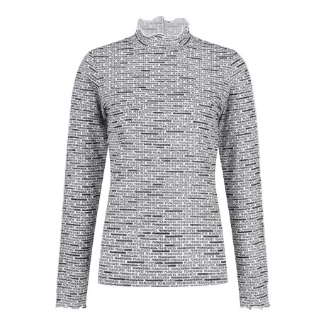 [가격인하] 여성 레터링 패턴 프릴넥 티셔츠