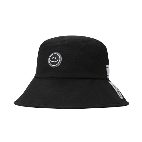 여성 스마일 시어서커 로고 스트랩 보닛햇