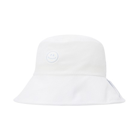 여성 스마일 시어서커 로고 스트랩 보닛햇