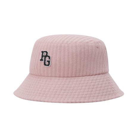 공용 테리 스트라이프 로고 버킷햇