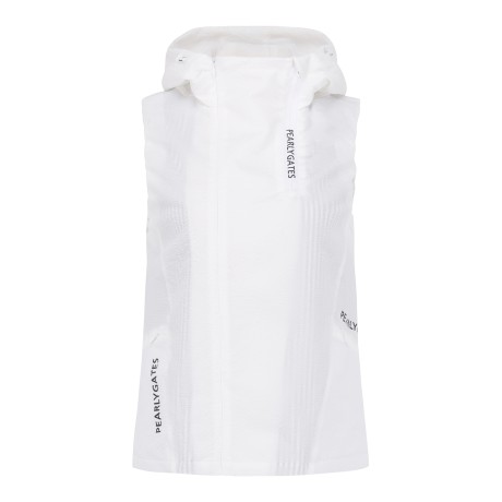 여성 시어서커 사이드 집업 슬리브리스 점퍼