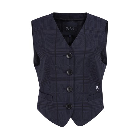 여성 멀티 체크 백 리본 베스트