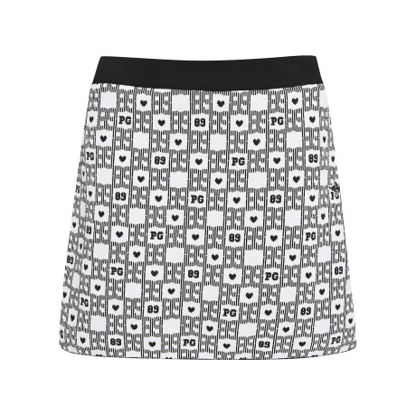 여성 체크 패턴 큐롯 니트 스커트