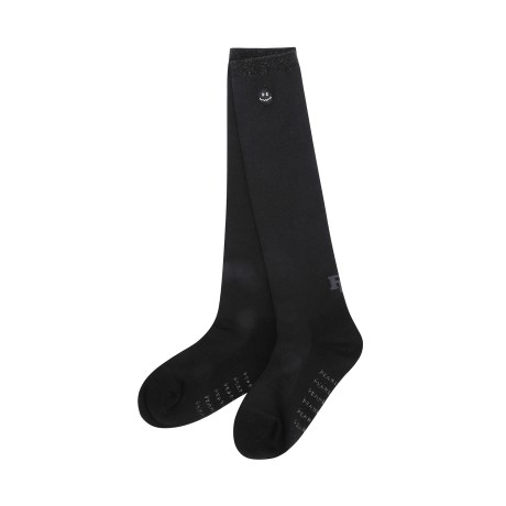 여성 스마일 자수 글리터 라인 니삭스