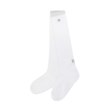 여성 스마일 자수 글리터 라인 니삭스