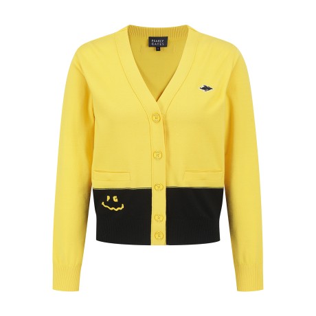 여성 컬러 블록 스마일 니트 가디건