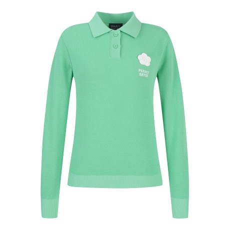 여성 플로럴 크로셰 칼라 긴팔 니트