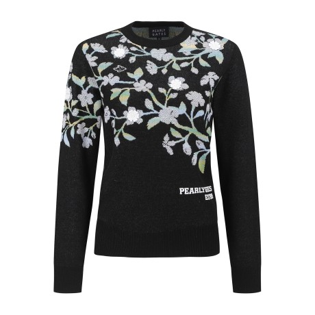 여성 바니 플로럴 자카드 긴팔 니트