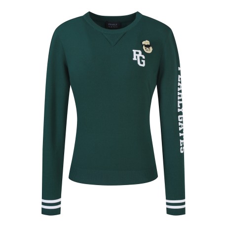 여성 바니 브로치 로고 긴팔 니트