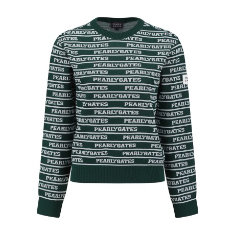 여성 로고 스트라이프 긴팔 니트