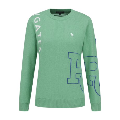 여성 울캐시 로고 방풍 니트