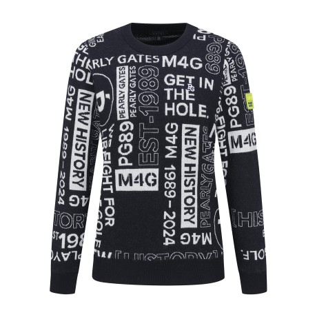 여성 로고 패턴 자카드 방풍 니트