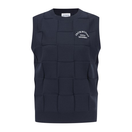 여성 잭바니 체크 조직감 니트 베스트