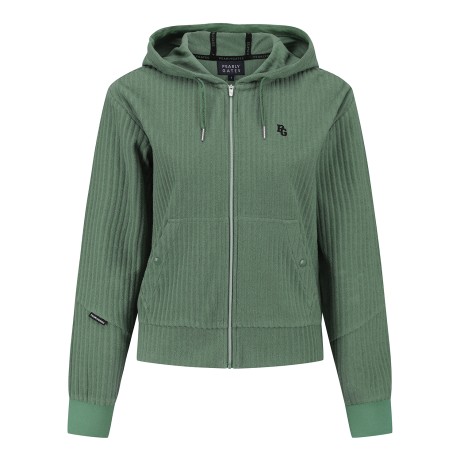 여성 테리 스트라이프 후드 집업 티셔츠