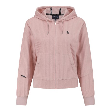 여성 테리 스트라이프 후드 집업 티셔츠