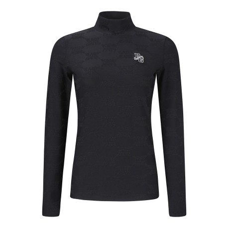 여성 로고 패턴 모크넥 긴팔 티셔츠