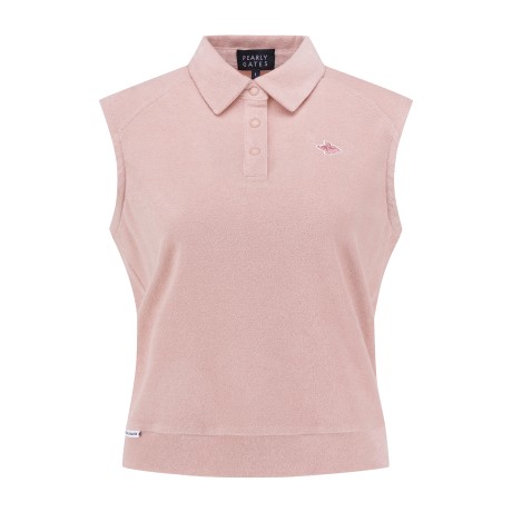 여성 테리 칼라 슬리브리스 탑