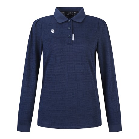 여성 로고 타공 칼라 긴팔 티셔츠