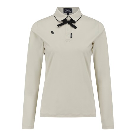 여성 탈착 리본 칼라 긴팔 티셔츠