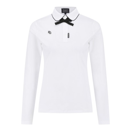 여성 탈착 리본 칼라 긴팔 티셔츠