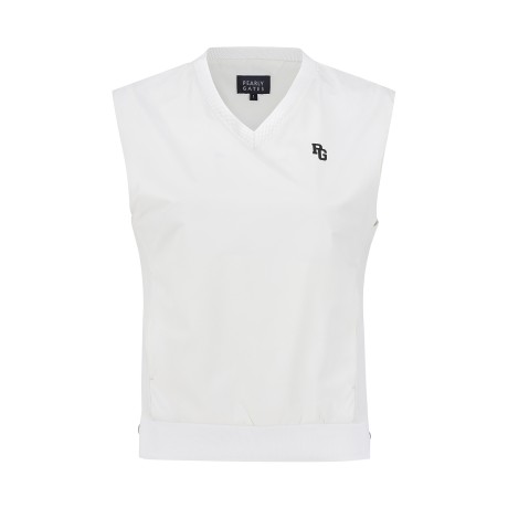 여성 로고 브이넥 스트레치 슬리브리스 탑