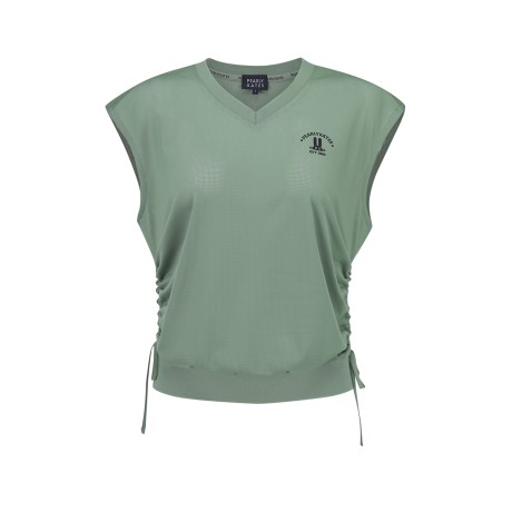 여성 메쉬 스트링 슬리브리스 탑