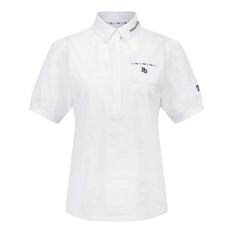 여성 체크 조직감 미니 포켓 칼라 티셔츠