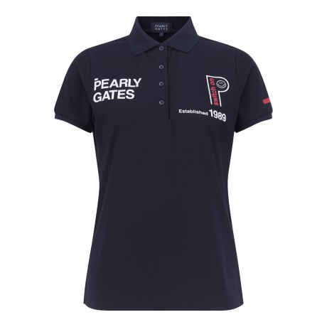 여성 스마일 로고 사선 조직감 티셔츠