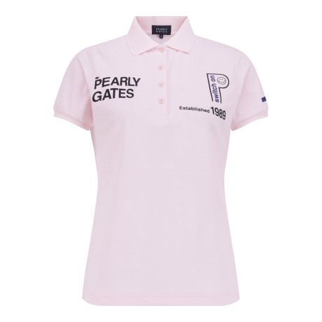 여성 스마일 로고 사선 조직감 티셔츠