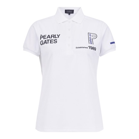 여성 스마일 로고 사선 조직감 티셔츠