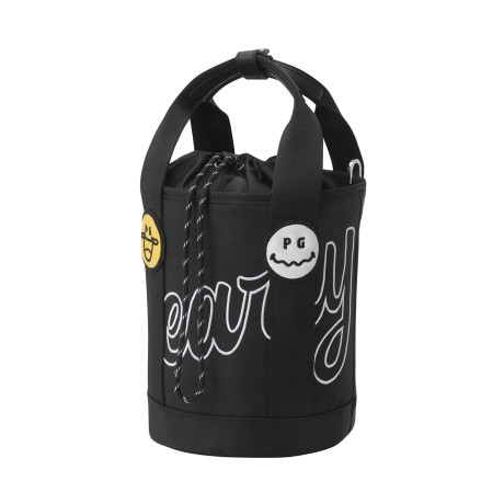 여성 프릴 스트랩 스마일 패치 버킷백