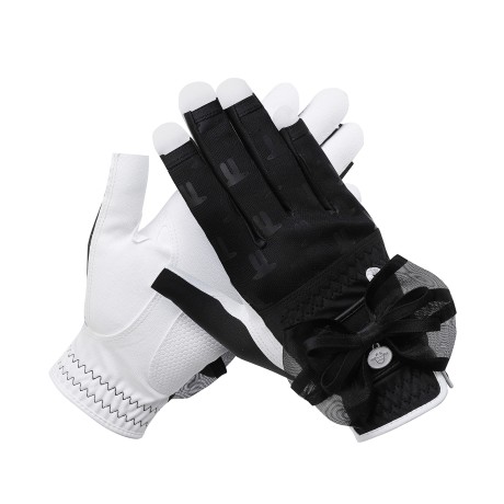 여성 리본 포인트 네일컷 메쉬 양손 장갑