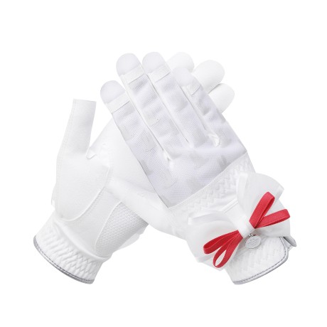 여성 리본 포인트 네일컷 메쉬 양손 장갑