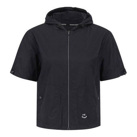 여성 PG 타공 패턴 후드 반팔 점퍼