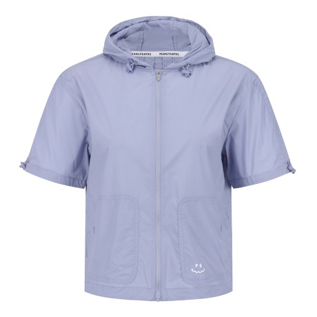 여성 PG 타공 패턴 후드 반팔 점퍼