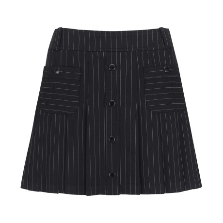 여성 스트라이프 버튼 플리츠 큐롯 스커트