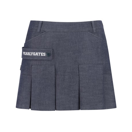 여성 로고 스트랩 인버티드 큐롯 스커트