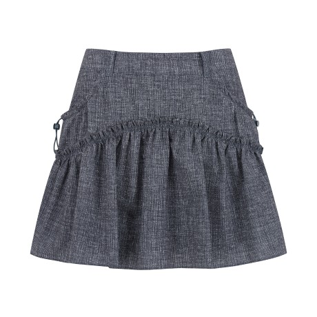 여성 시어서커 스트링 프릴 큐롯 스커트