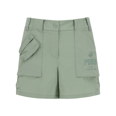 여성 사이드 밴딩 버튼 탭 쇼츠