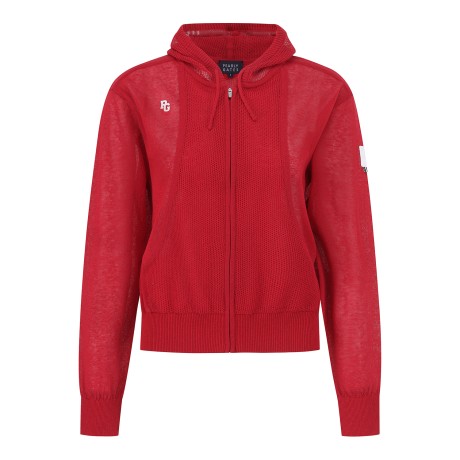 여성 메쉬 레이어 후드 집업 가디건