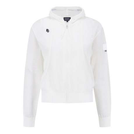 여성 메쉬 레이어 후드 집업 가디건