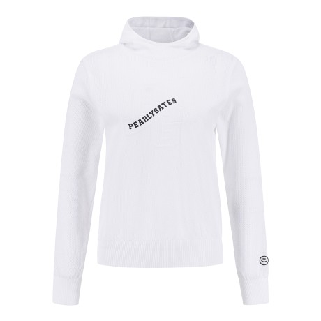 여성 스마일 패치 로고 메쉬 후드 니트