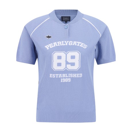 여성 래글런 로고 인타샤 메쉬 니트