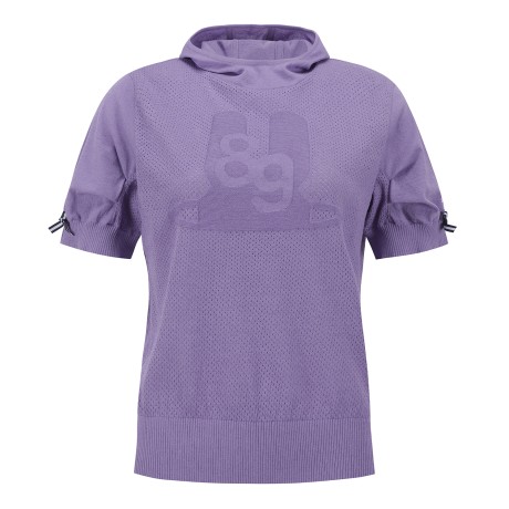 여성 리본 커프스 후드 반팔 니트