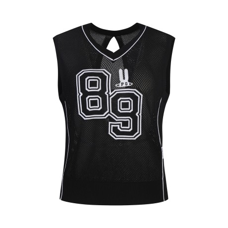 여성 백 오픈 메쉬 니트 베스트